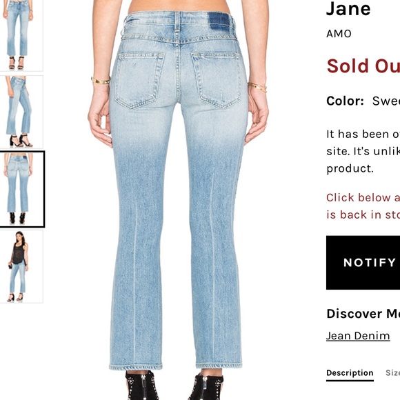 AMO Jane sweet cheeks jeans 27 kick flare crop - Picture 3 of 8